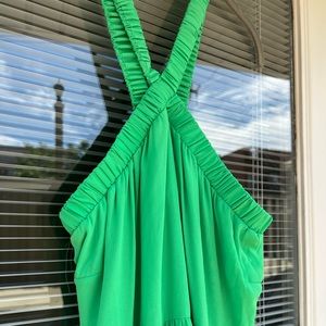 Green halter maxi dress